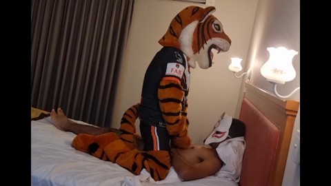 Tiger Mascot face fucks Fox