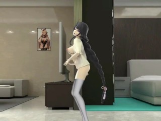 Shogun Raiden Dancing Tomboy Song Hentai Genshin Impact MMD 3D Girl Half Naked Black Hair CE SMIXIX