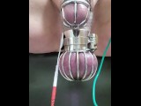 Estim cbt sissygasm for small cock in chastity