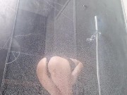 Preview 2 of Curvy Teen Orgasms in Shower Squirting doggystyle