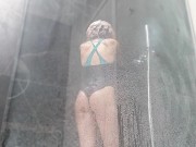 Preview 4 of Curvy Teen Orgasms in Shower Squirting doggystyle