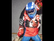Preview 2 of A guy in a motocross gear gets a portion on his mxhelmet