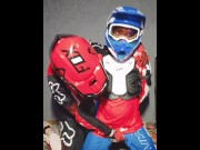 Preview 3 of A guy in a motocross gear gets a portion on his mxhelmet