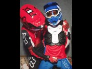 Preview 4 of A guy in a motocross gear gets a portion on his mxhelmet