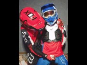Preview 5 of A guy in a motocross gear gets a portion on his mxhelmet
