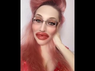 red lips, lip fetish, face fetish, masturbation