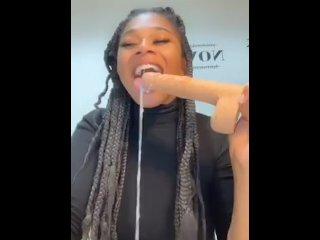 SC Literaryvix Horny Ebony Babe Sloppy Dildo Blowjob