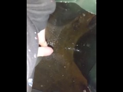 Trans guy peeing on garbage cans with stp