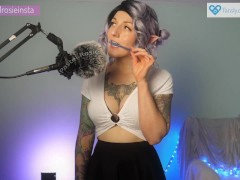 SFW ASMR Tingly Elf Girl Pen Biting - PASTEL ROSIE Nibbling Mouth Sounds Triggers Inked Cosplay Babe