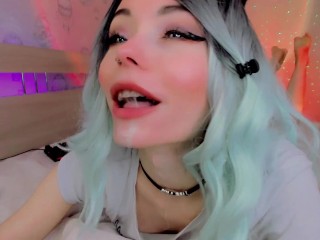 BLUE-HAIRED SLUT GETS MILK ON HER AHEGAO FACE