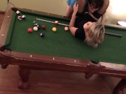 Preview 4 of Pool Table Fuck sexy big boob wife in heels orgasms hard