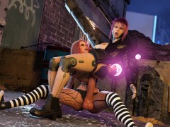 Gia and Carolyne sex in cyberpunk city - Futa Animation