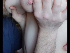 Suck and squeeze on my big titties