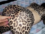 Preview 1 of Assjob and fuck in shiny leopard leggings