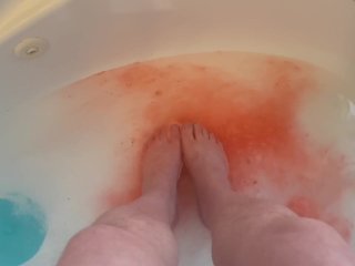 bath bomb, leg shaving, foot bath, asmr