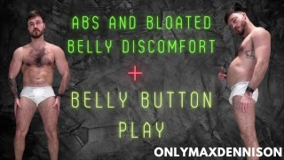 Abdominais e botão de Belly jogam desconforto inchado da barriga