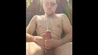 Summer jerk off outdoors and flying cum