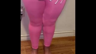 Watch This Ebony Piss Slut Wet Her Pink Tights..Pee Desperation