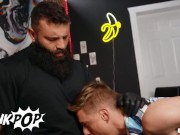 Preview 4 of Twink Pop - Markus Kage Does A Tattoo On Hot Lev Ivankov's While He Is Sucking His Hard Dick
