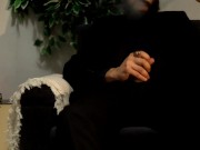 Preview 6 of Daddy in a black suit smoking, stroking his big cock and moaning