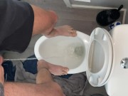 Preview 3 of High on pot and fit to bust standing on public toilet desperate to piss open wide drink up piss slut