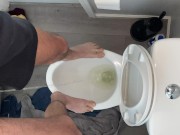 Preview 5 of High on pot and fit to bust standing on public toilet desperate to piss open wide drink up piss slut
