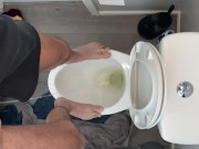 Preview 6 of High on pot and fit to bust standing on public toilet desperate to piss open wide drink up piss slut