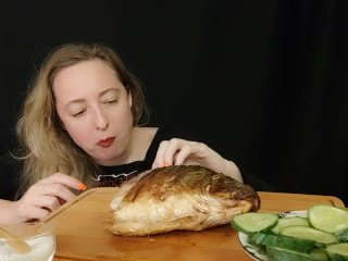 СОБЛАЗНЮ И РАССЛАБЛЮ: жаренная рыбка asmr  mukbang  먹방