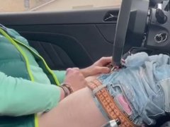 Guy Jerking Off in Car With Cum