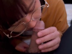 メガネ女子の気持ちのいい両手手コキとフェラをしながらたっぷりと口内射精してごっくん♡ cum in mouth gokkun - Screenshot 1 of 16 - Japanese Blowjob