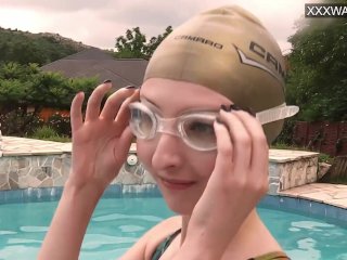 poolside, brunette petite, emie amfibia, xxxwater