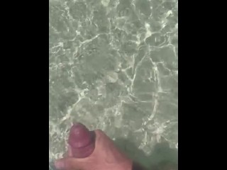 Хороший член эксгибициониста дрочит на красивом пляже дрочит