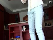 Preview 5 of girls are desperate to pee wetting her panties and tight jeans 2018