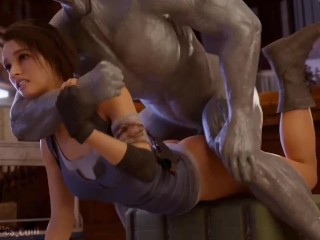 jill valentine gets fucked anal by a huge cock monster cumshot inside