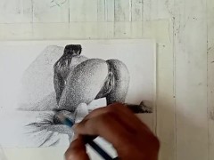 Sexy Desi Indian Bhabi showing her Big Round Ass & Pussy Pencil Drawin Watch Till End & Enjoy