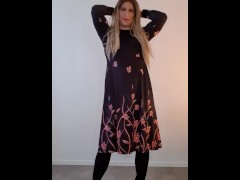 Masturbating in a dress and heels