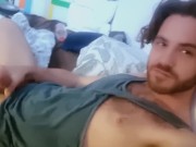 Preview 1 of Hot hairy guy jerks hard huge cock . Sexy bearded man