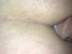 Machine fucked anal sissy drooling anal cum out of his sloppy hole