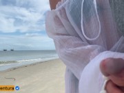 Preview 4 of Public handjob on the beach - people around