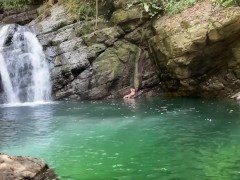 Magical queer trans waterfall swim and masturbation