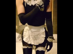 ご主人様、もっとシコシコしてください…❤️ご主人様の命令で見せつけオナニーしちゃう変態ドスケベ男の娘メイド【フェチ】【エプロン】【たまブラ】 - Screenshot 8 of 16 - Satin