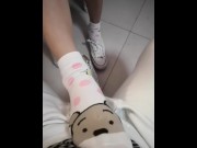 Preview 4 of Girlfriend feet my dick in cute socks