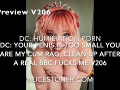 206.1 Lick BBC Cum from my fat pussy and watch from the corner as they rail me SPH Small Penis cuck