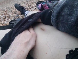 POV ~ Cute Boy Fingers my Needy British Wet Pussy in Public till Orgasm on the Busy Beach