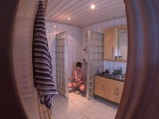 Norwegian Girl Masturbating inThe Shower with aDildo