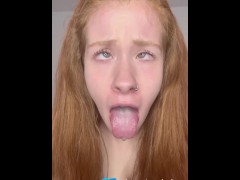 Redhead teen Egirl ahegao cum drooling