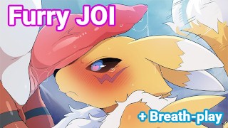 Furry JOI + Breath-play ||[れなもん]色黒スレンダーの美人お姉さんがヤリマン男のチンポをエロ顔で舐め回す