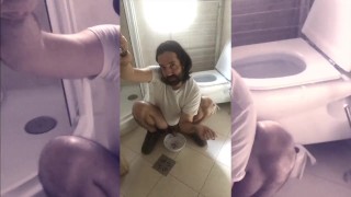 hairy guy pissing some hot piss for you selfie stick