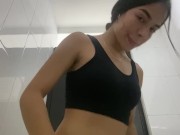 Preview 4 of A long exercise routine. I end up touching myself and masturbating in the gym bathroom