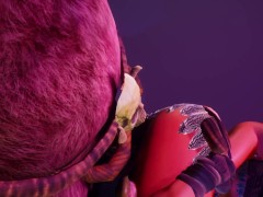 Furry monster with a huge horsecock | put a dildo on the table